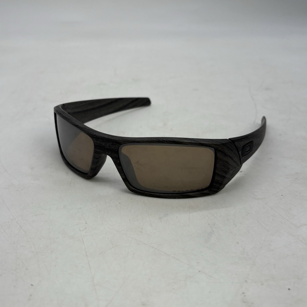Oakley Gascan Wrap Sunglasses Mens Black Frame Gray Mirrored Lens 128mm